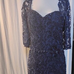 Elegant Navy Lace Dress